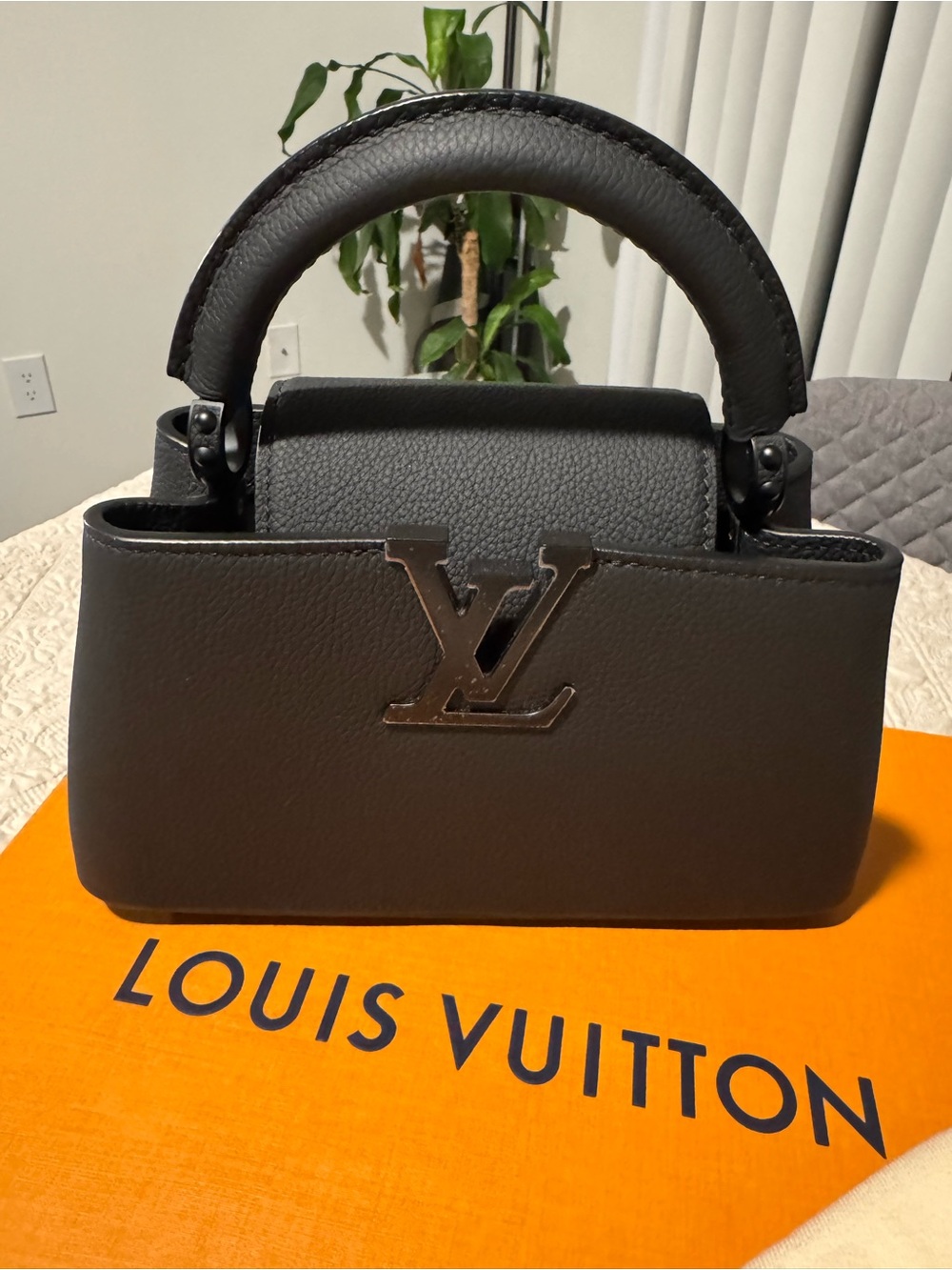 Louis Vuitton Black Top Handle Mini Capucines Crossbody Bag